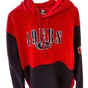 San Francisco 49er’s NFL Team Apparel Size Large red and Black Block Hoodie